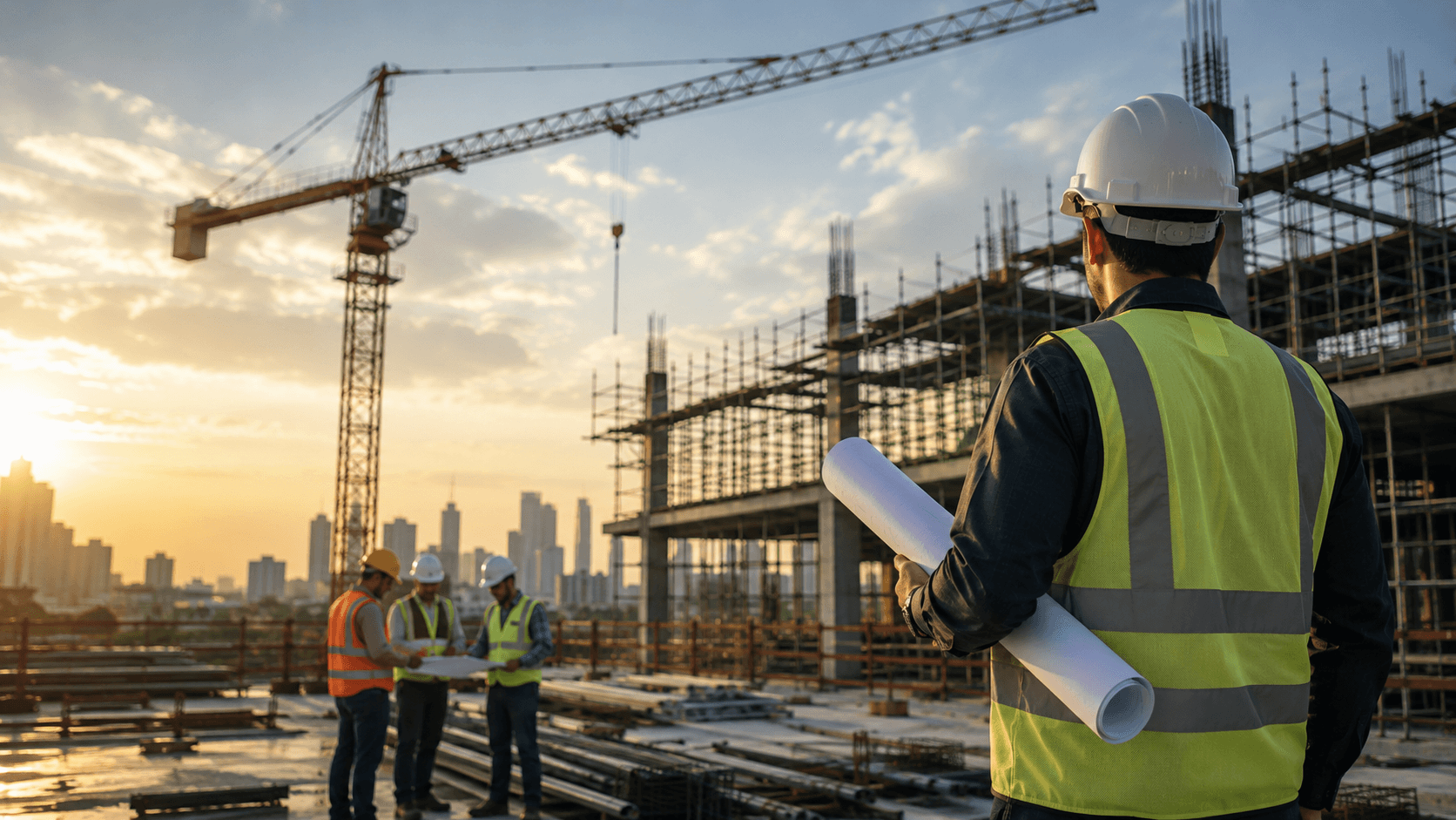 Construction professionals on site